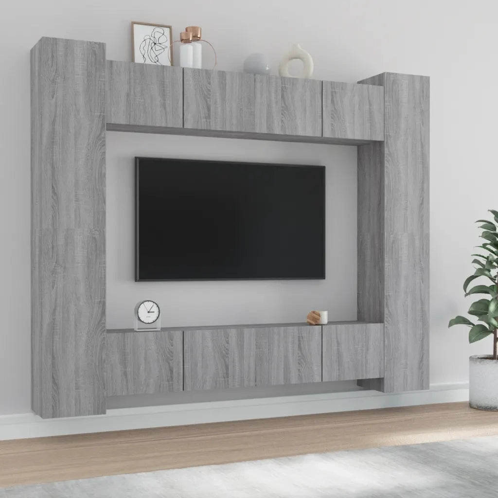 Set Mobili Porta TV 8pz Grigio Sonoma in Legno Multistrato 3114236