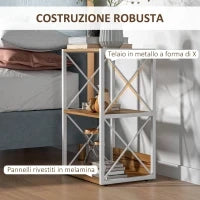 Mobiletto Scaffale per Soggiorno Cucina, Bagno 3 Ripiani Salvaspazio Legno 40x35x72.5cm