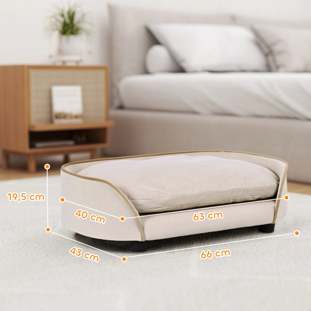 Divano per cani con cuscino amovibile ¨C zephmum ¨C 66x43x19.5 cm beige