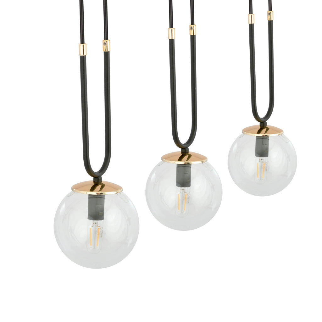 Lampadario Emibig Glam 3, 3xE14 nero/trasparente oro
