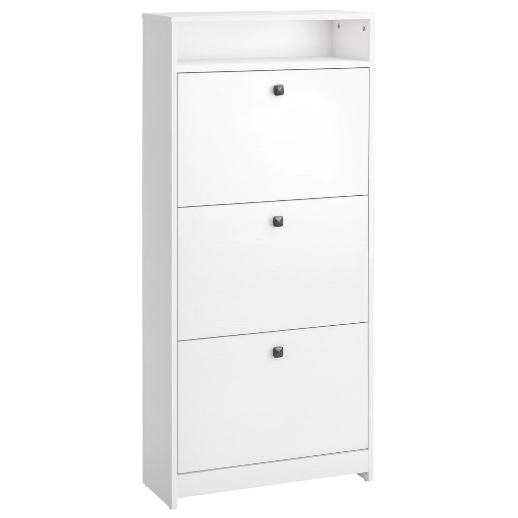 Scarpiera 3 Cassetti a Ribalta ¨C zephmum ¨C Legno Truciolato Bianco 60x24x132cm