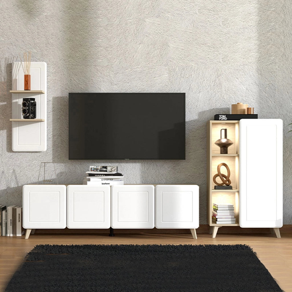 Colverde, set Mobili da Soggiorno Modulabile, Bianco