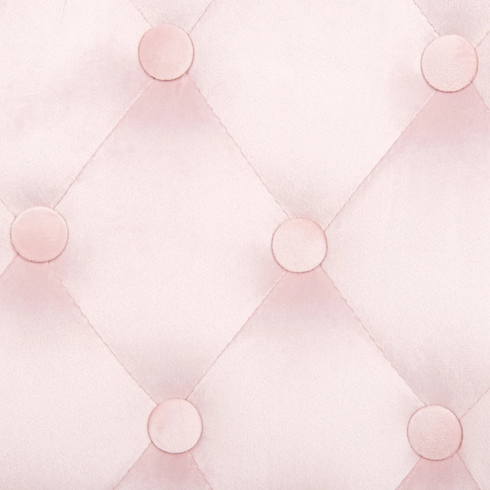 Sedia da ufficio in velluto rosa con altezza regolabile e schienale trapuntato stile retrò moderno