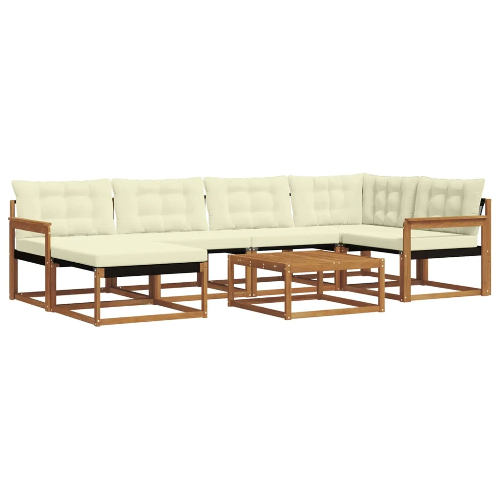 Set di divani da esterno con cuscino 19 pcs Naturale e Crema