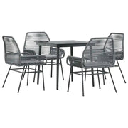 Set da Pranzo da Giardino 5 pz | Set Salotto da Giardino con Cuscini Polyrattan Vetro