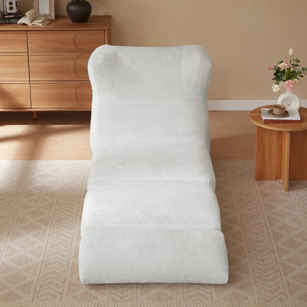 Poltrona convertibile singola con design unico funzione poltrona e chaise longue in schiuma bianco 31 × 31 × 107 cm