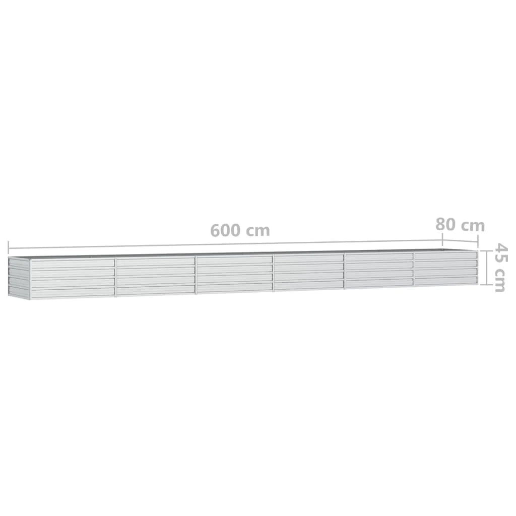 Fioriera rialzata per piante fiori patio giardino 600 x 80 x 45 cm acciaio zincato argento 02_0039463