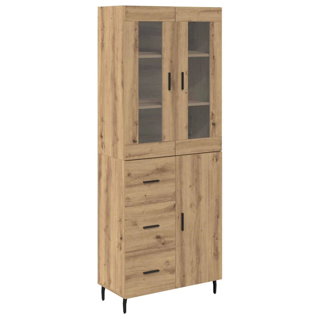 Credenza 2 pz-Set di 2 Buffet-Armadio da cucina Rovere artigianale Legno Stratificato e Vetro 533250