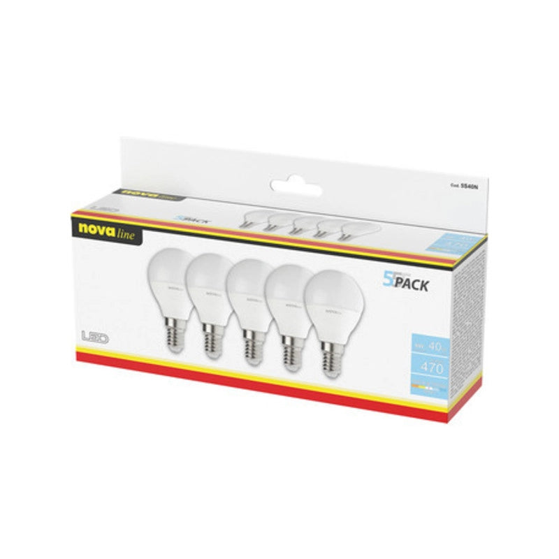 NOVA LAMPADA LED SFERETTA E14 6W 4000K PZ.5- 1,0 pz