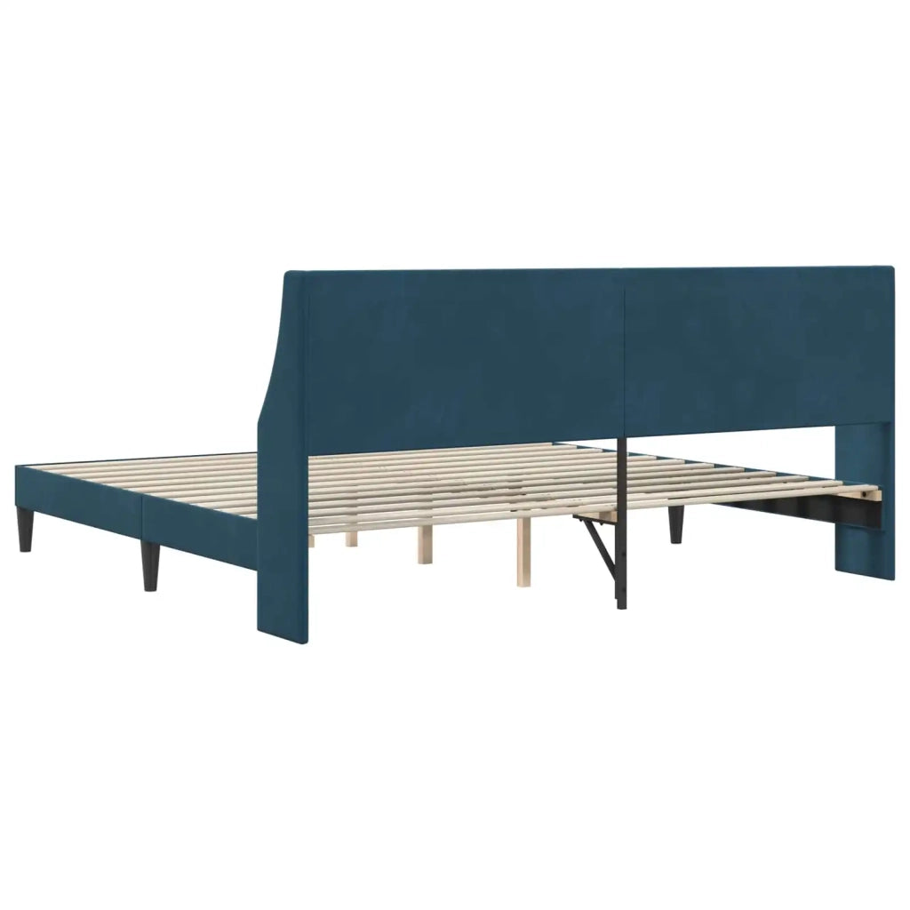 Struttura del letto con testiera Blu 200 x 200 cm Velluto