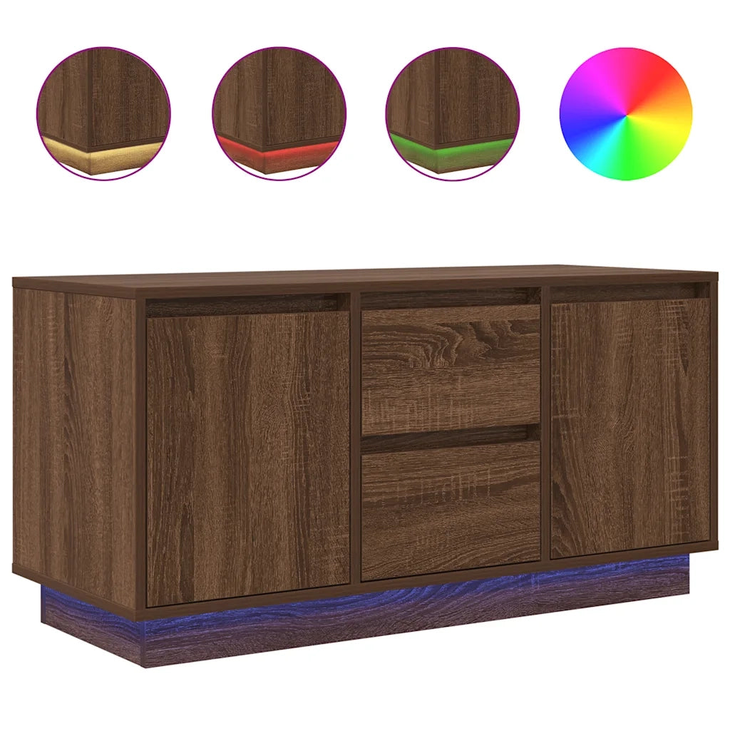Mobile Porta TV con Luci LED Rovere Marrone 100x41x50 cm
