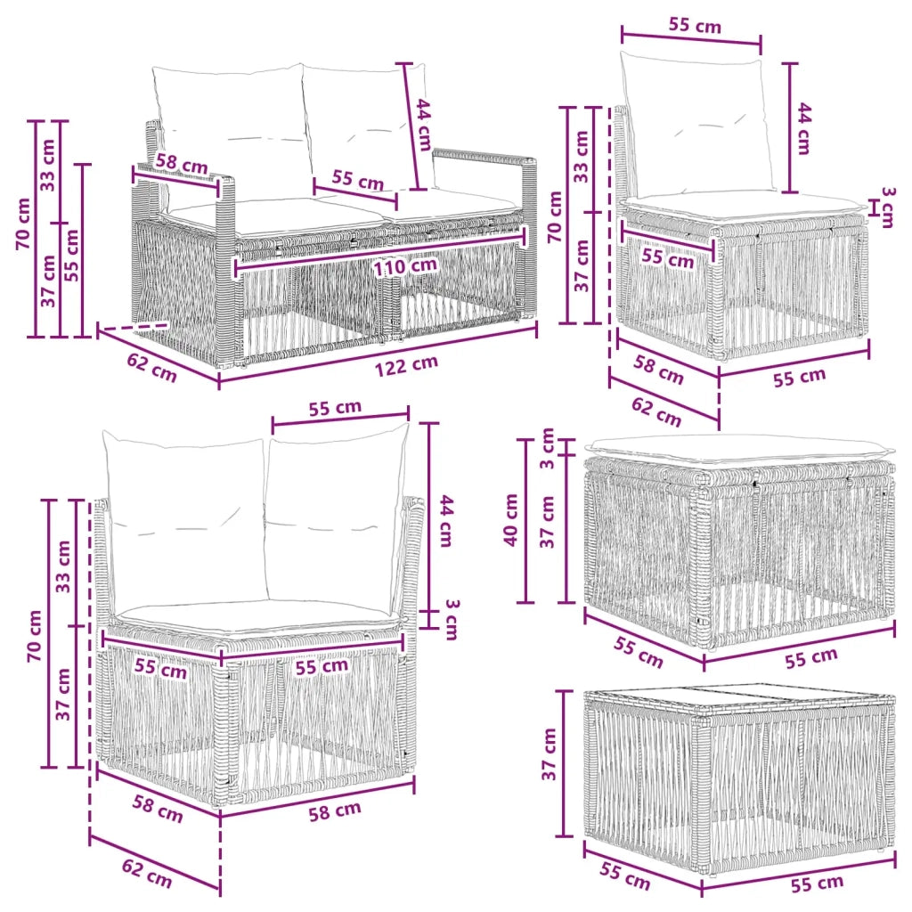 Set Divano da Giardino 12 pcs Beige polyrattan 3435915