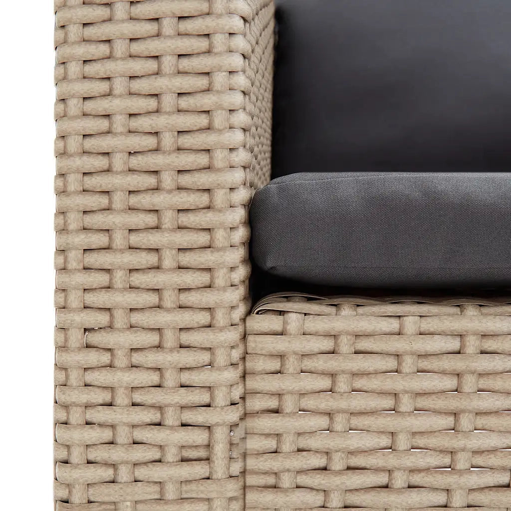 Divano da Giardino Singolo con Cuscini-Sofa da Giardino-Divano da esterno in Polyrattan Beige