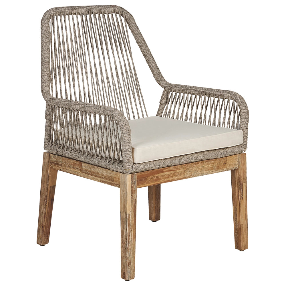 Set da pranzo da giardino con 6 sedie Grigio e Beige Legno chiaro Cemento Acacia 190 x 100 cm Mobili da giardino