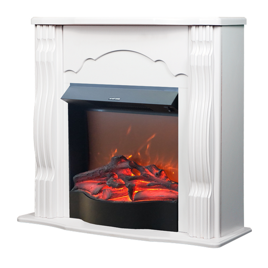 Camino Elettrico da Pavimento 88,3x95x30 cm Effetto Fiamma 1600W Clasic & Corsica Bianco