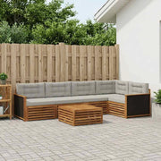 Set di divani da esterno 6 pz Naturale e Grigio Chiaro 3383374