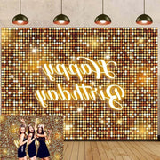 Fotografia di Fondo Quadrata Luccicante in Oro - Decorazioni per Festa di Compleanno - Donna Ragazza - Decorazioni Dolci - 200 x 180 cm - 94 x 70