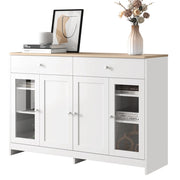 Credenza con 4 Ante; 2 Cassetti e Ripiani Regolabili per Sala da Pranzo in MDF 120 × 37 × 80 cm Bianco