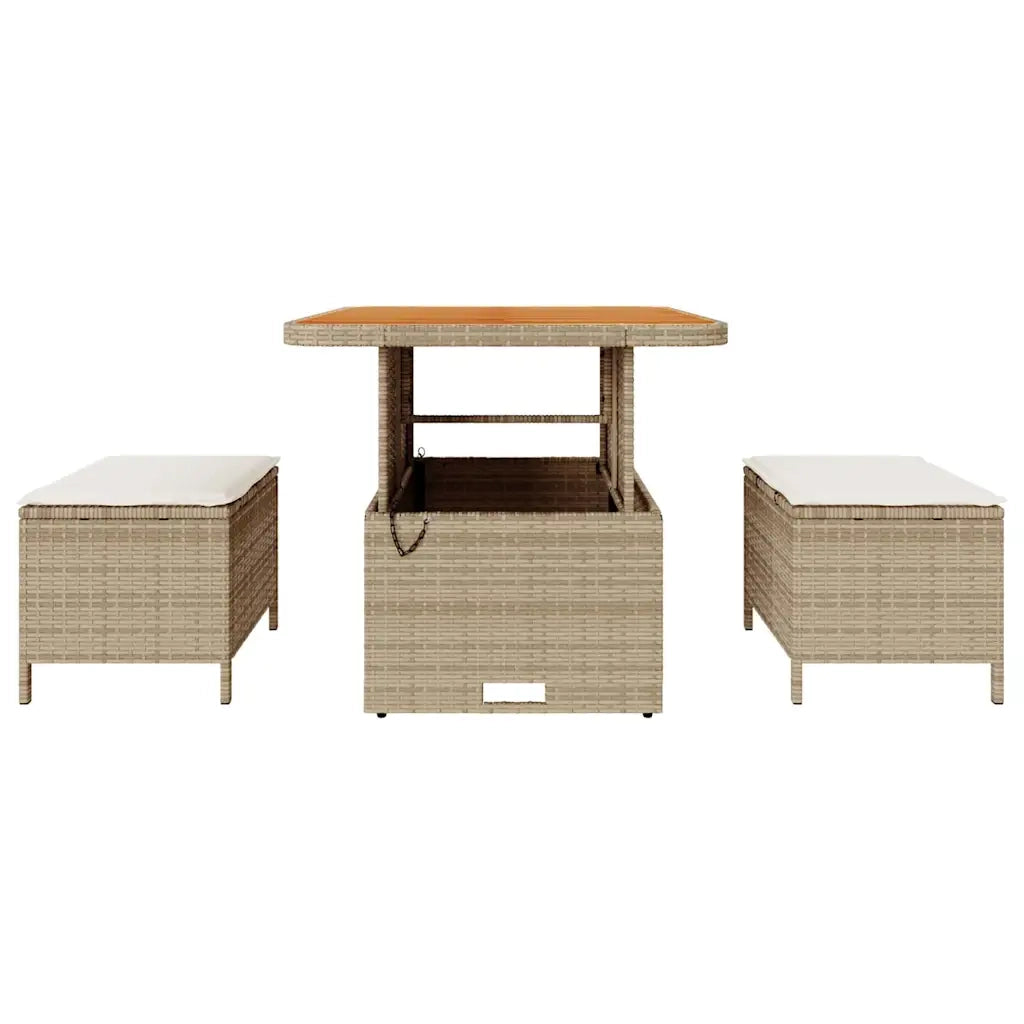 Set da Pranzo per Giardino Beige polyrattan 42007913