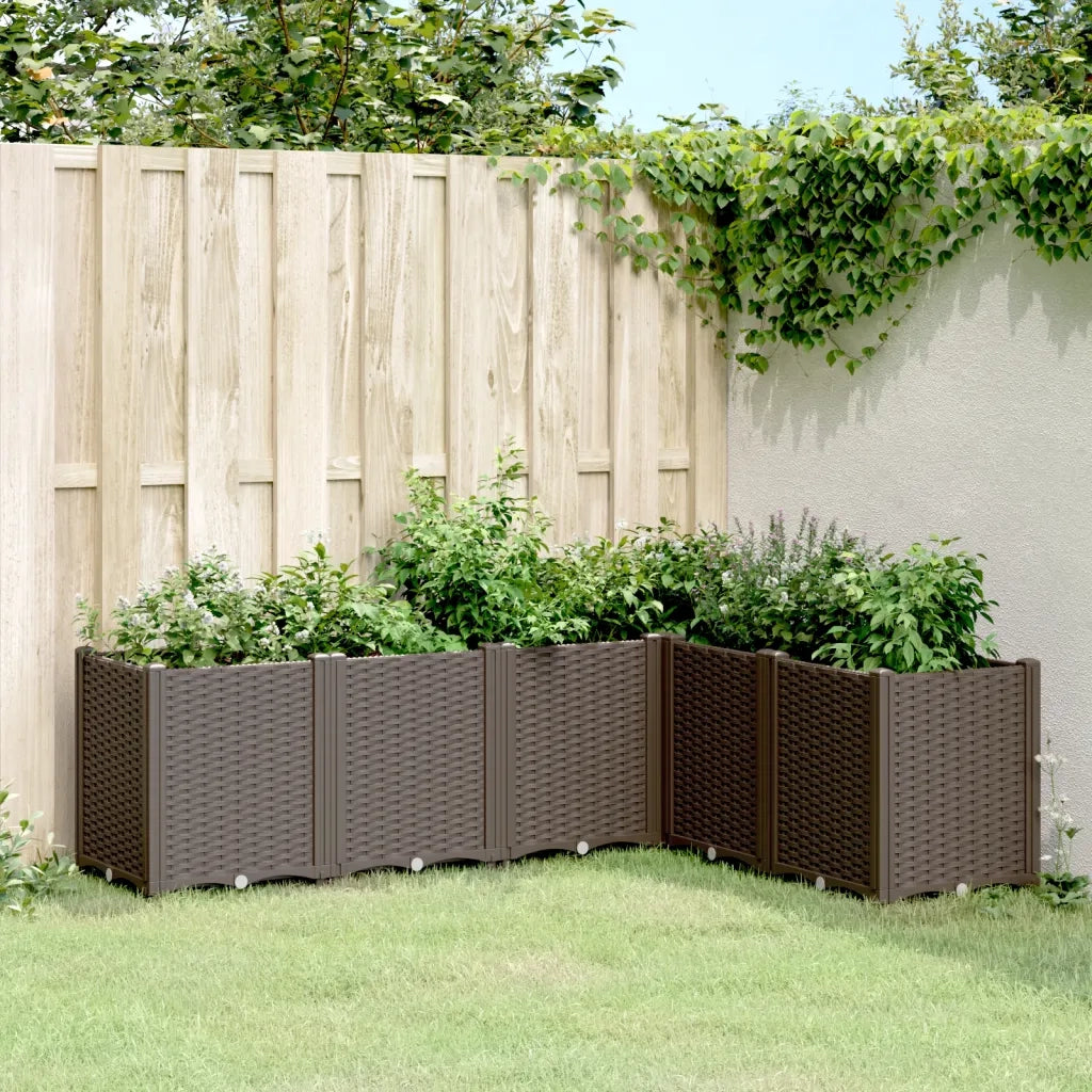 Fioriera | Cassetta per fiori | Vaso da Giardino Marrone 160x120x53 cm in PP