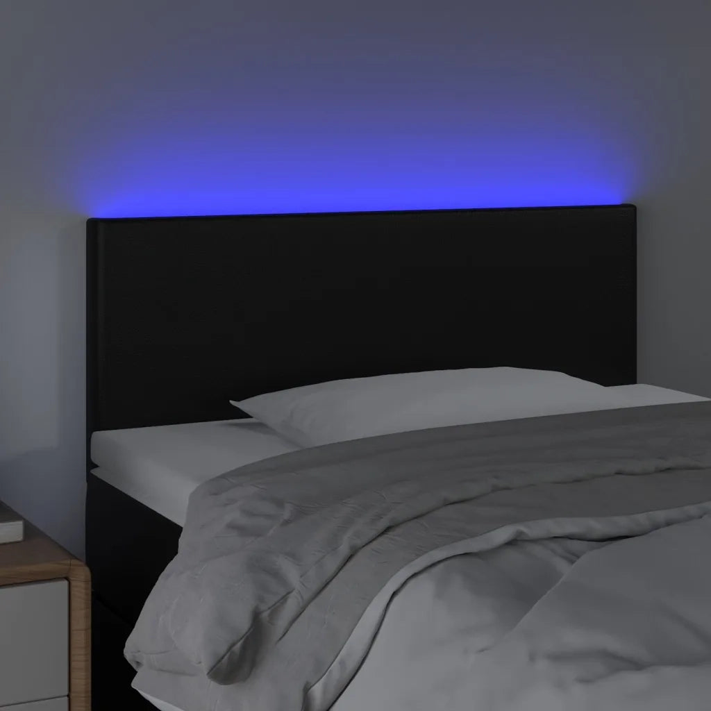 Testiera | Testata Nera a LED 100x5x78/88 cm in Similpelle