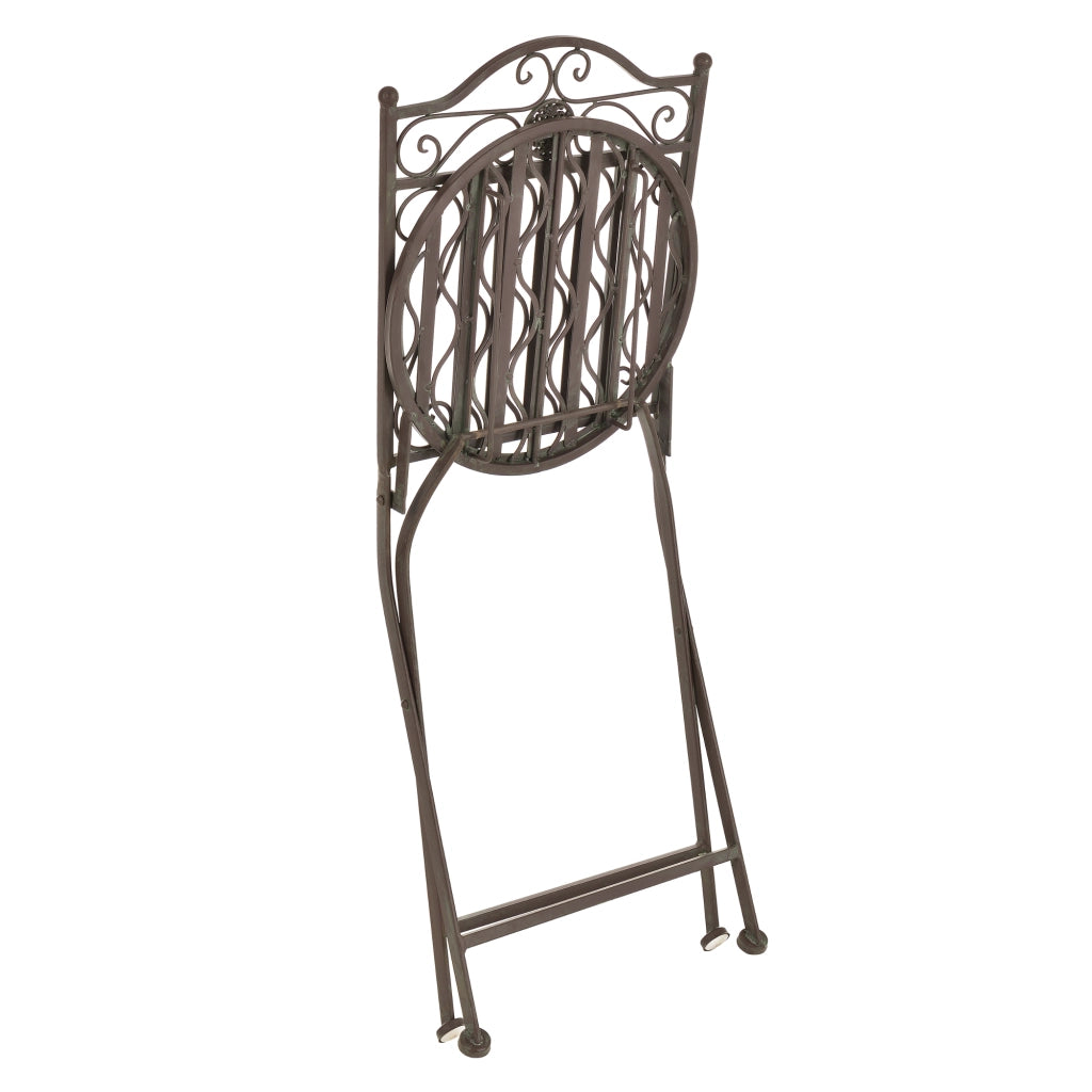 Set Bistrot Biella da Esterno con Tavolo Rotondo e 2 Sedie in Metallo Decorativo - Verde [en.casa]