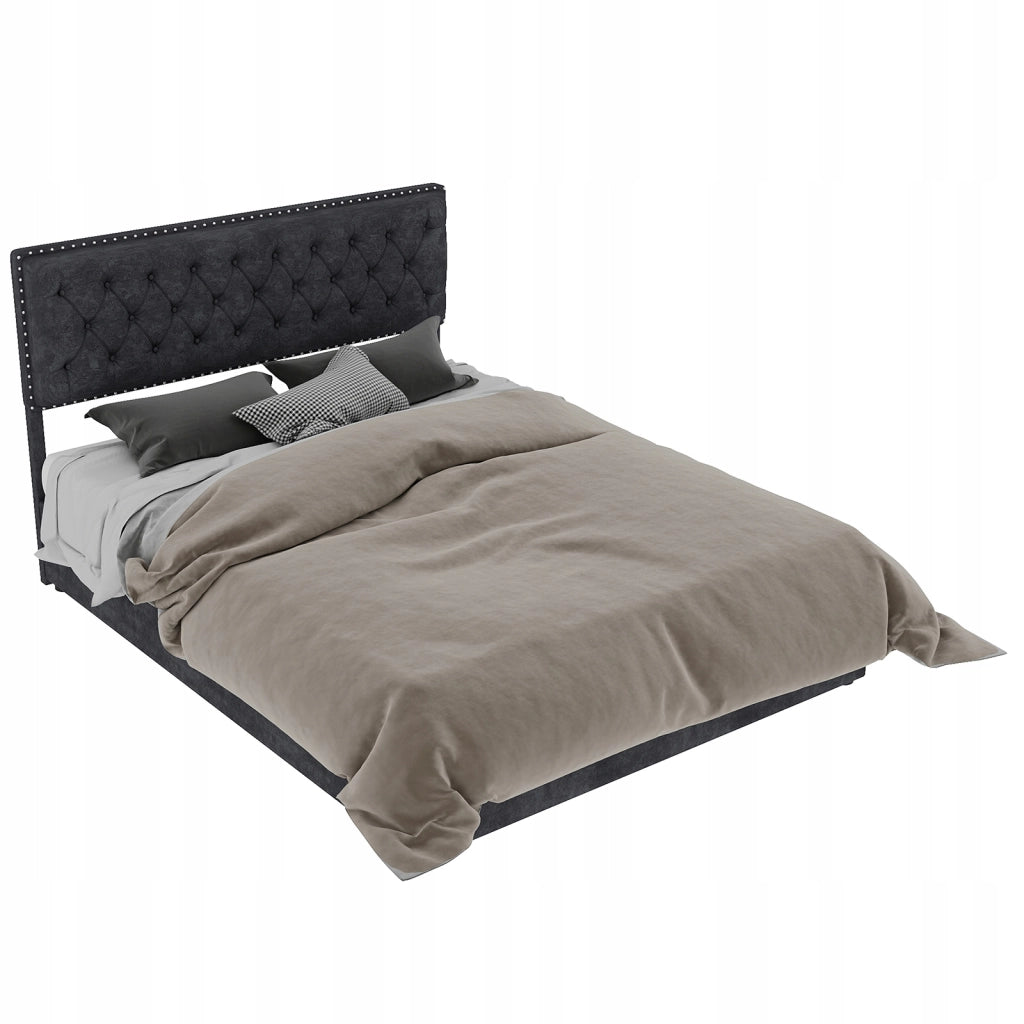 Letto imbottito 160x200 grigio - Xylo - con struttura sollevabile