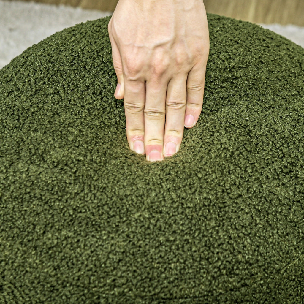 Pouf rotondo ¨C zephmum ¨C verde, in tessuto peluche, 40x45 cm
