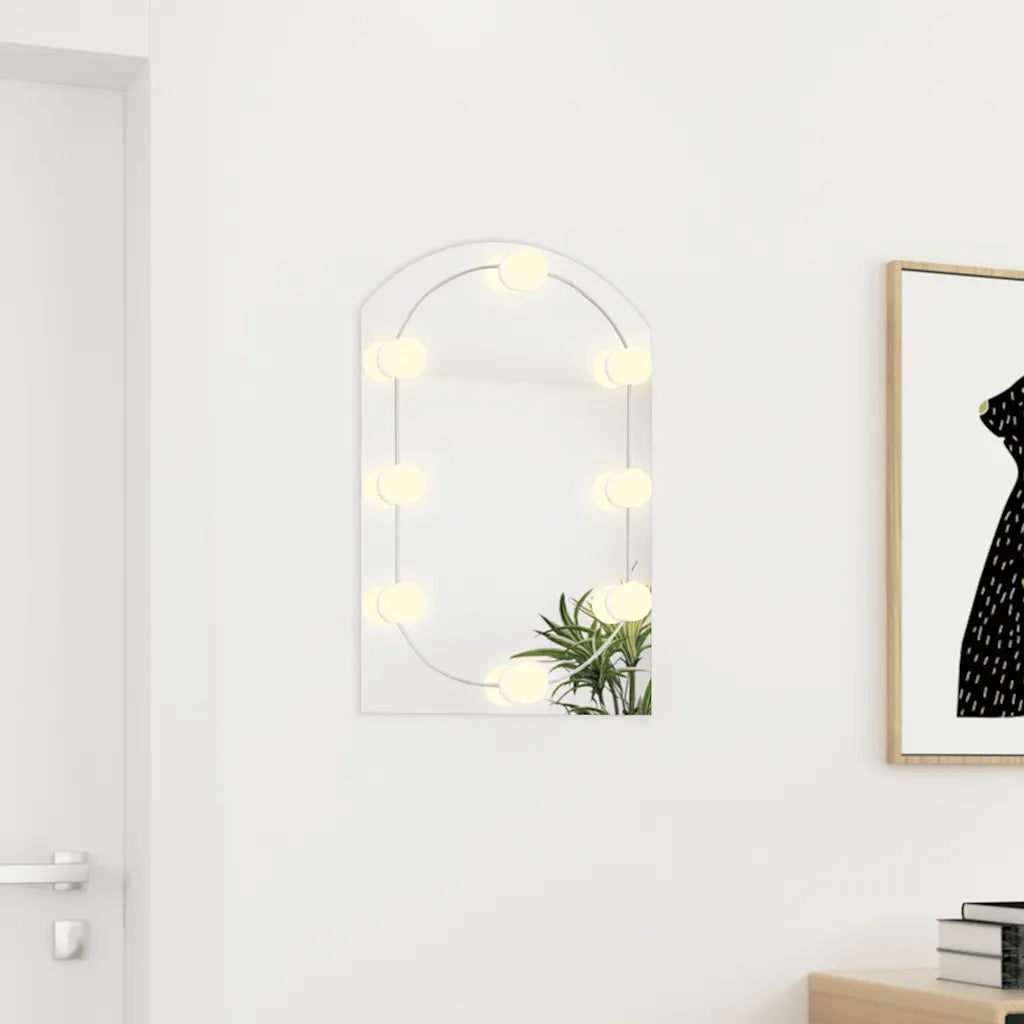 Specchio con Luci LED 60x40 cm Forma ad Arco in Vetro 3102976