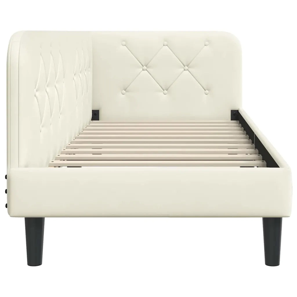 Cornice del letto ad angolo Crema 80 x 200 cm Velluto