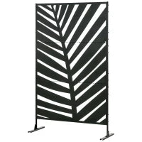 Schermo Esterno, Telaio in Acciaio Verniciato, Design con Silhouette di Foglia di Palma, 1,2 x 2 m, Nero