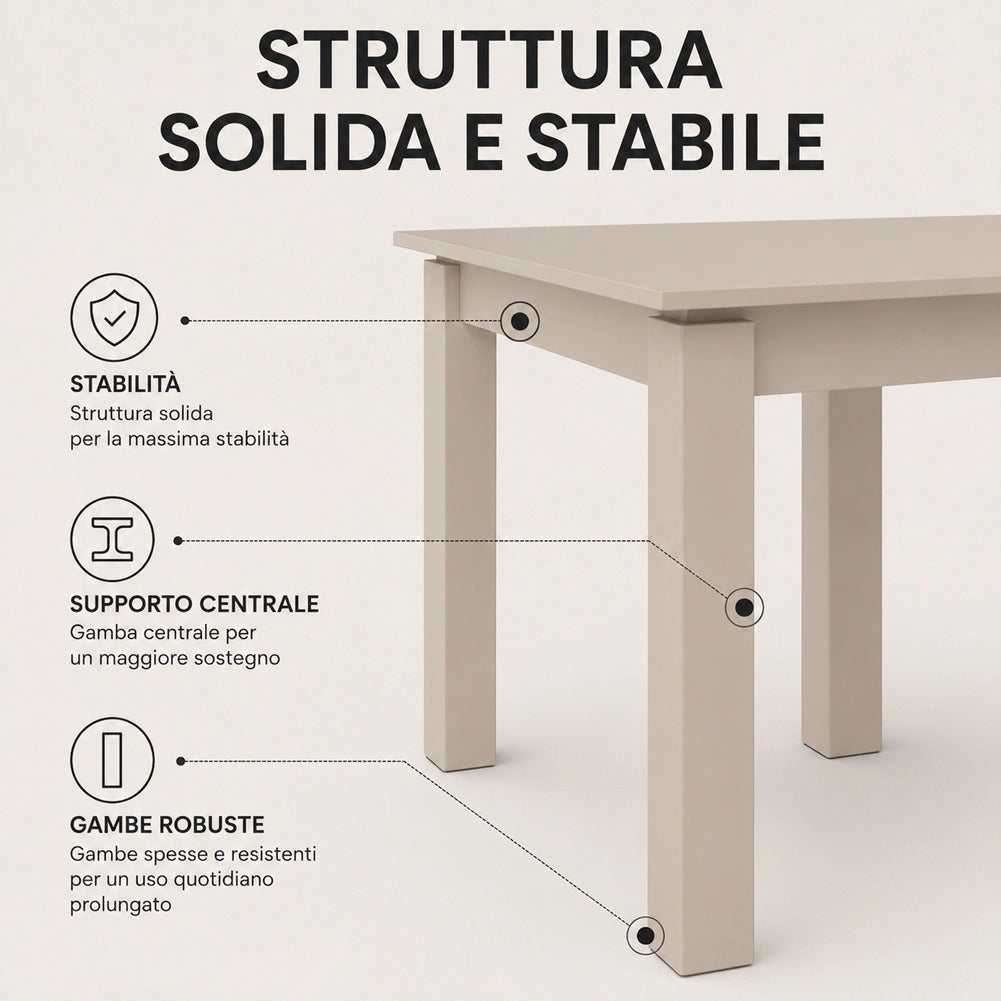 Tavolo da Pranzo 120x80 Allungabile fino a 170 cm Rettangolare in Legno Sabbia