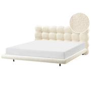Letto matrimoniale in tessuto boucle con testata trapuntata Bianco sporco 180 x 200 cm design moderno