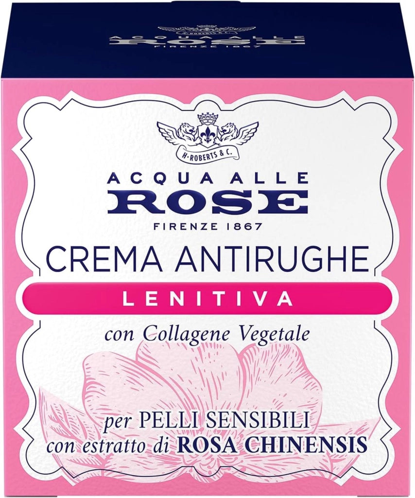 ACQUA ALLE ROSE CREMA VISO ANTIRUGHE LENITIVA CON COLLAGENE VEGETALE DI ROSA CHINENSIS PELLI SENSIBILI 50 ML