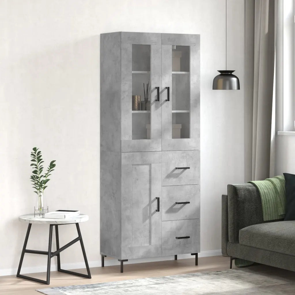 Credenza-Buffet-Armadio da cucina Grigio Cemento 69,5x34x180 cm in Legno Multistrato 921110