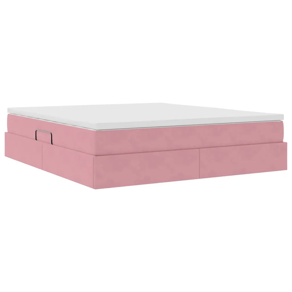Letto con contenitore e materasso Rosa 160 x 200 cm Velluto 3370316