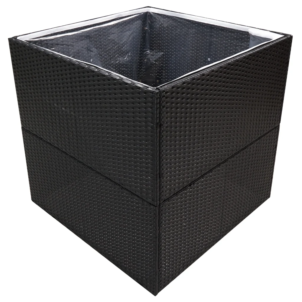 Fioriera | Cassetta per fiori | Vaso da Giardino Nero 80x80x80 cm in Polyrattan