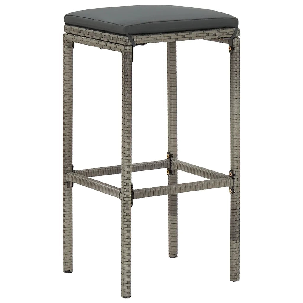 Set Bar da Giardino 7 pz Grigio in Legno Acacia e Polyrattan 3295287