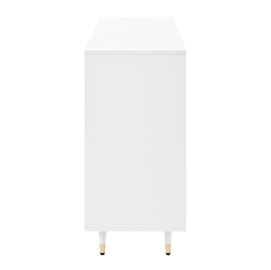 Scarpiera 140x39x84 cm con 2 ante; 2 cassetti e ripiani regolabili in pannello truciolare bianco e oro