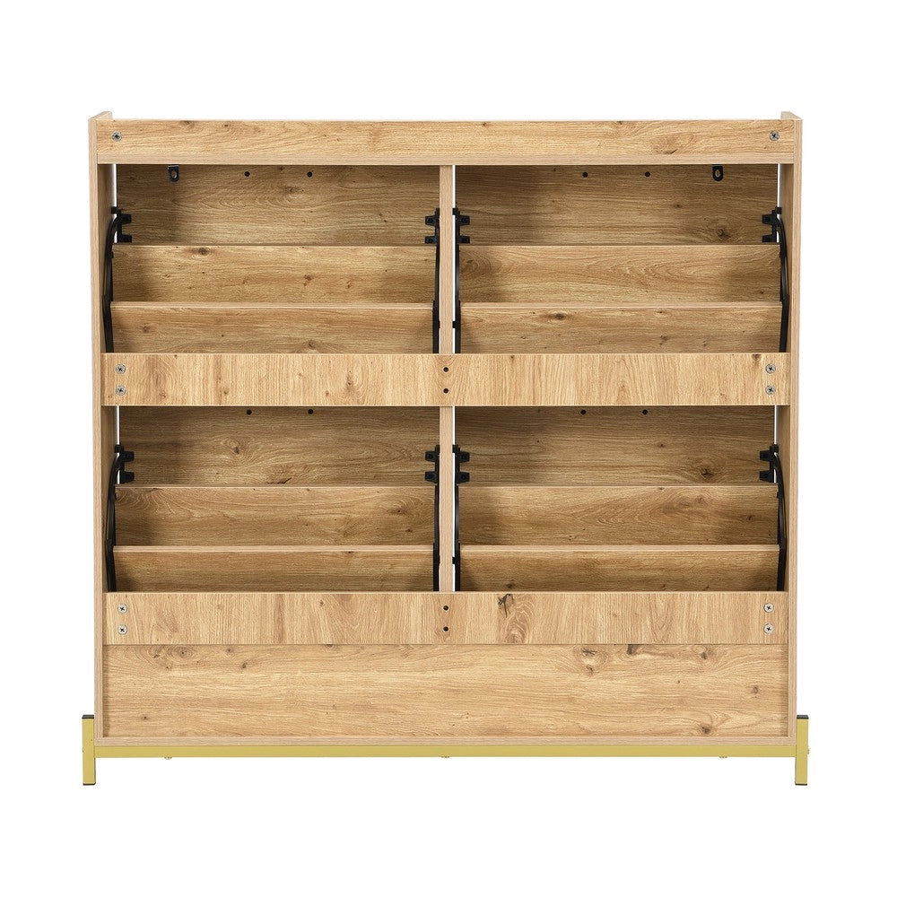 Scarpiera in Legno con Ante in Rattan e Ripiani ¨C MINIMAL ¨C 4 Ante, Metallo
