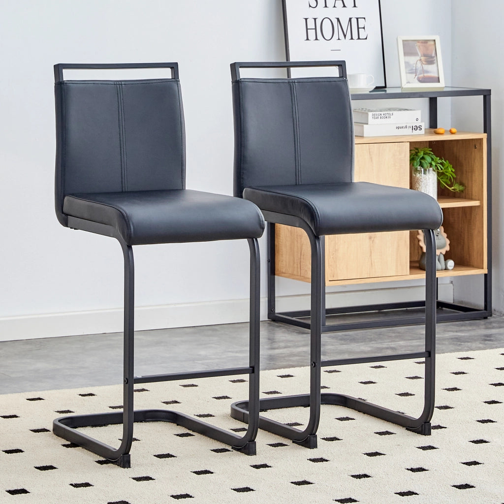 SGABELLO ALTO Set da 2 pezzi 96,5 cm Nero PU e metallo