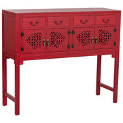 Tavolino da ingresso in legno rosso 120x40x102h cm