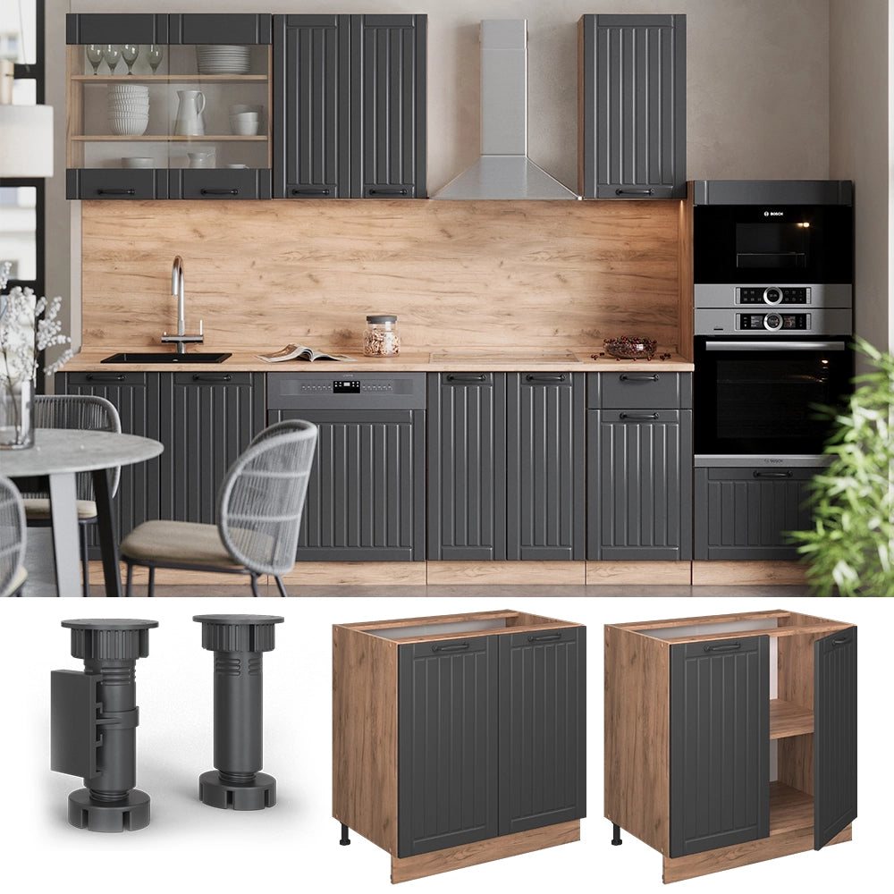 Vicco Mobiletto base cucina Grigio scuro 80 cm con ripiano, senza piano di lavoro