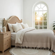 Bedsprei 220x240 cm in wafellook Santorini | extra grande | 100% cotone | Oeko-Tex | Sprei per divano, poltrona & letto | Coperta per divano coperta di lana (Sepia)