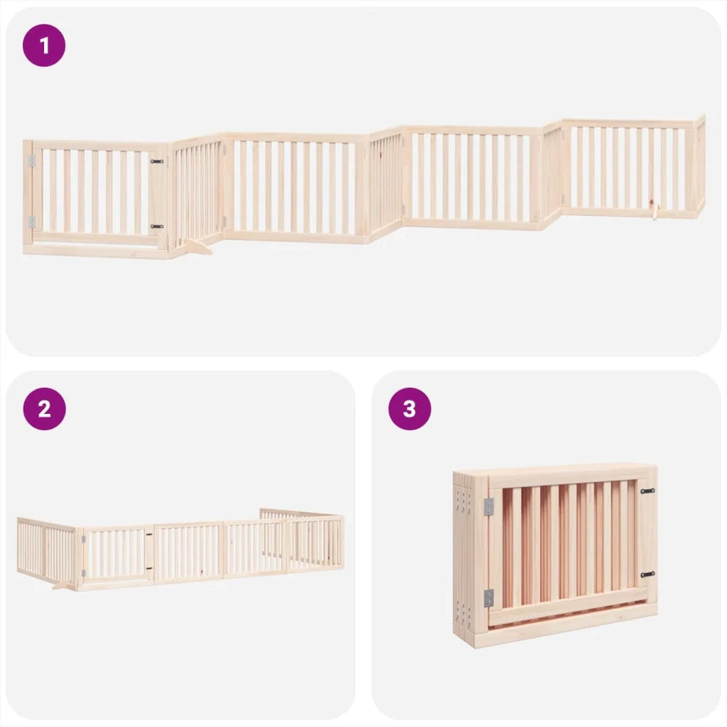 Cancelletto di sicurezza per animali domestici porta pieghevole 8 pannelli legno di pioppo marrone 02_0023252