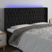 Testiera a LED Nera 203x16x118/128 cm in Velluto 3124452