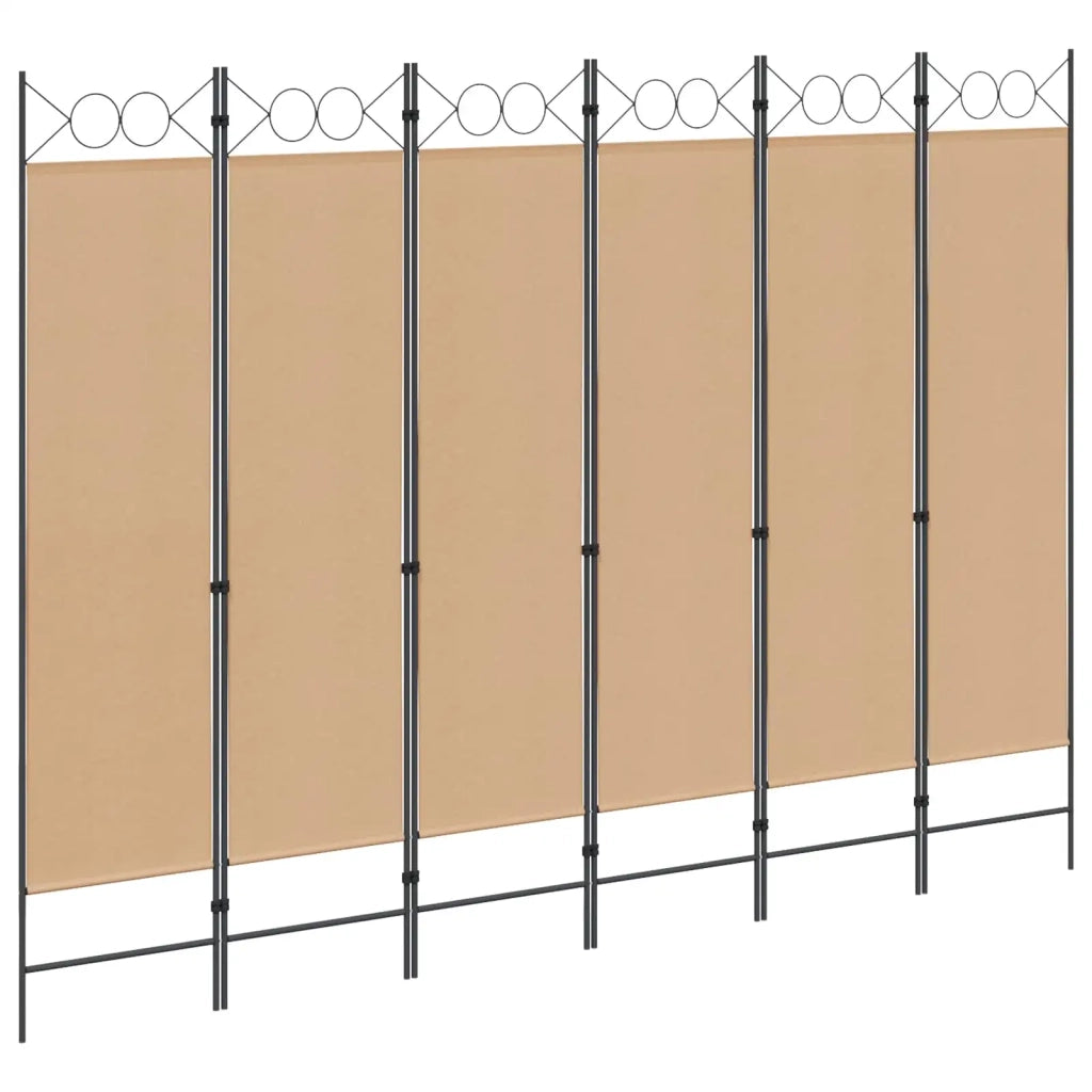 Divisore per Stanza a 6 Pannelli Beige 240 x 180 cm Tessuto