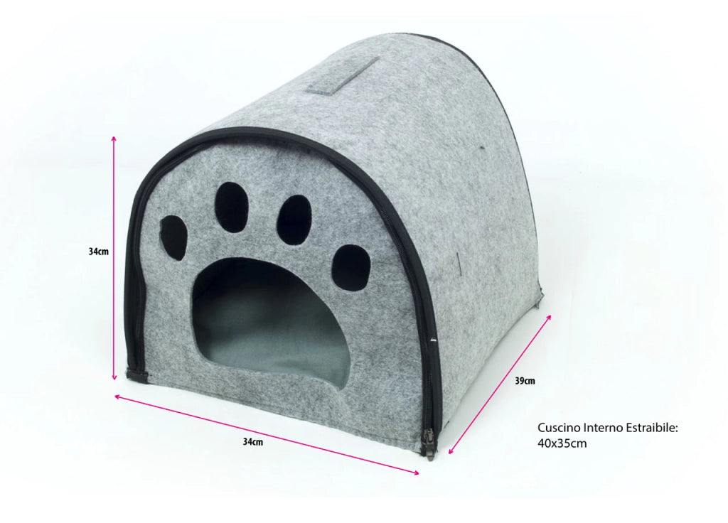 Cuccia Con Cuscino Per Animali Domestici Modello Impronte