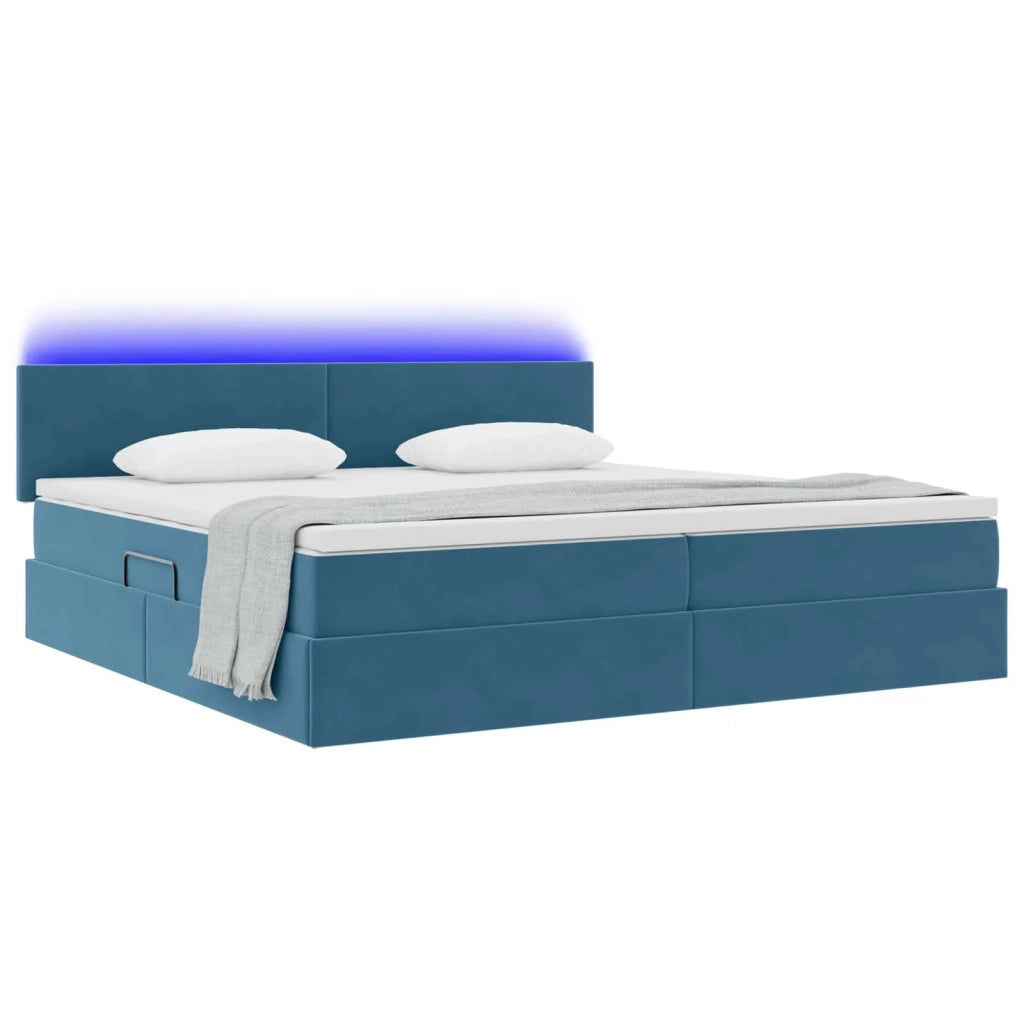 Letto con contenitore e LED Blu Scuro 200 x 200 cm Velluto 3371359