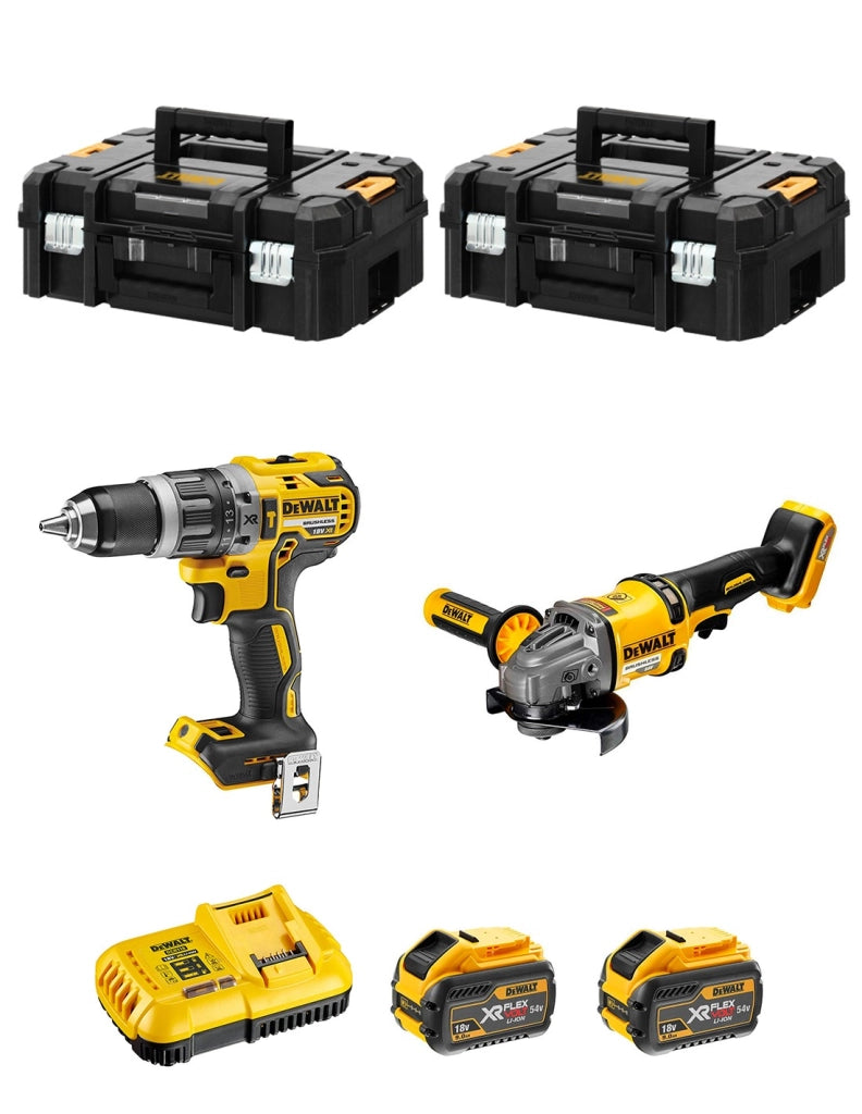 DeWALT Kit FVK256X2-QW 54V/18V (DCD796 + DCG414 + 2 x 9,0 Ah + DCB118 + 2 x TSTAK II)